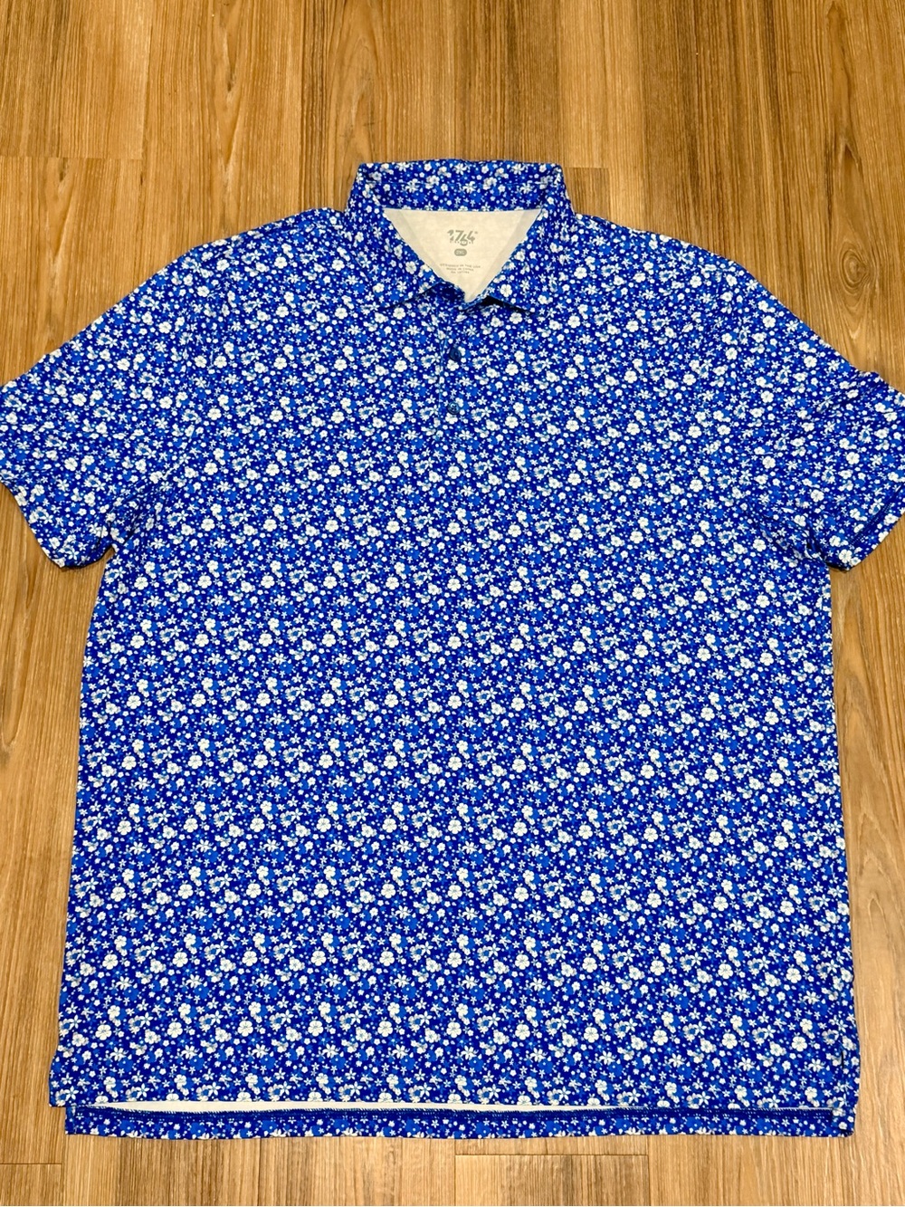 1765 Golf Men's XXL Blue Floral Short-Sleeve Shirt